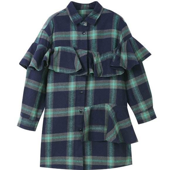 JNBY Kids Plaid Front Ruffle Dress